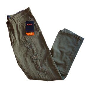 Regal Exchange Mens 34 x 30 Skinny Jeans Comfort Fit Distressed Green Jeans